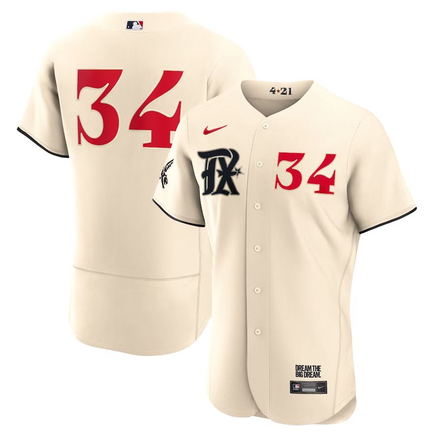 Men Texas Rangers 34 Nolan Ryan Nike Cream 2023 City Connect Authentic Player MLB Jersey